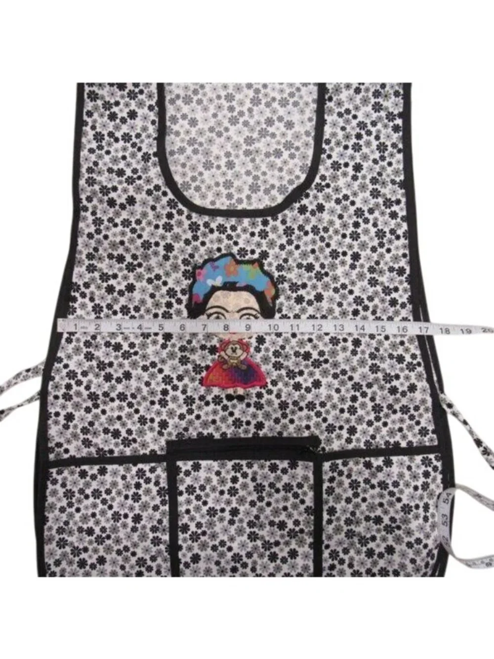 Craft Apron Mexican Artisan Little Frida Embroidered -One Size-zippered pocket - Picture 5 of 7